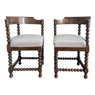 Pair of Antique Edwardian Bobbin Corner Chairs, English 1900 For Sale