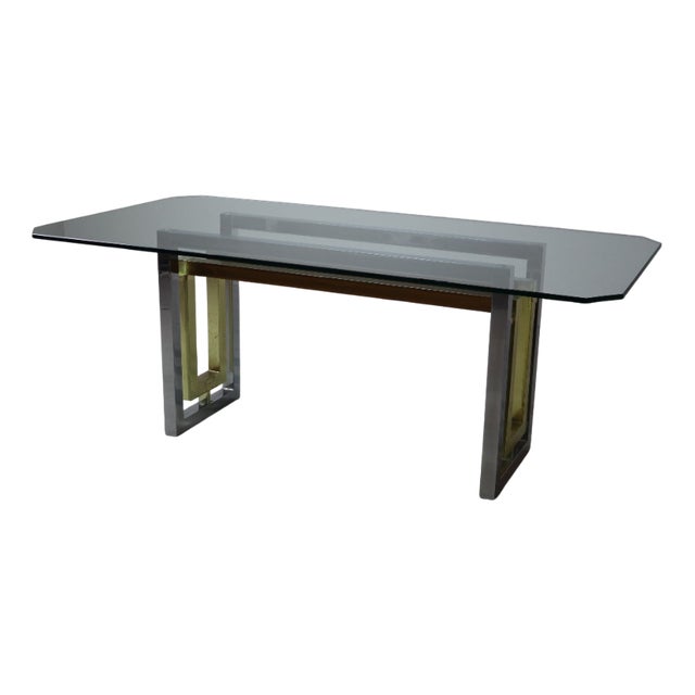 Dining Table in Chrome and Brass by Zevi, 1970s For Sale