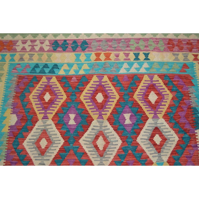 Shabby Chic Vintage Afghan Hand Made Organic Wool Maimana Kilim,6'1"x8'3" For Sale - Image 3 of 4