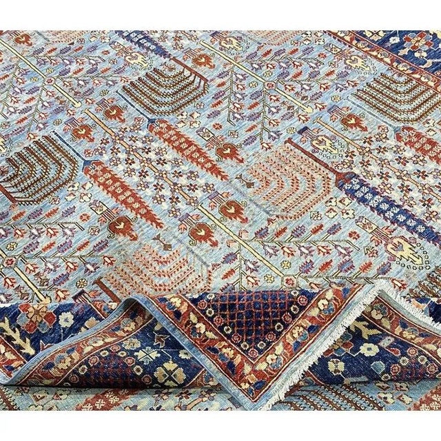Contemporary Handwoven Blue Bijar Style Rug 8'0" X 9'9" For Sale - Image 3 of 11