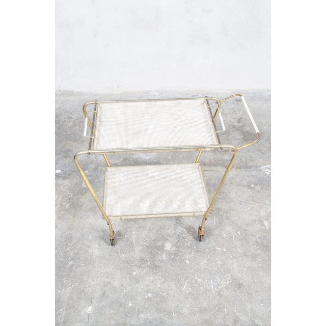 Italian Mid-Century Brass and Metal Serving Trolley, 1950s For Sale - Image 4 of 8