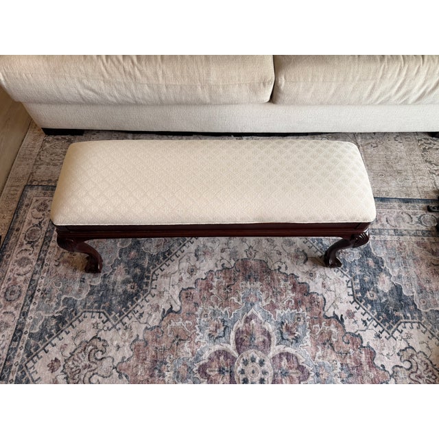 Pennsylvania House Pennsylvania House Solid Cherry Bench Vintage Queen Anne Ball & Claw Legs For Sale - Image 4 of 6