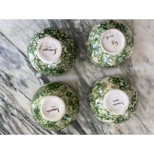 Green Hand Made in Greece Vintage Watermelon Bowls - Set of Four For Sale - Image 8 of 11
