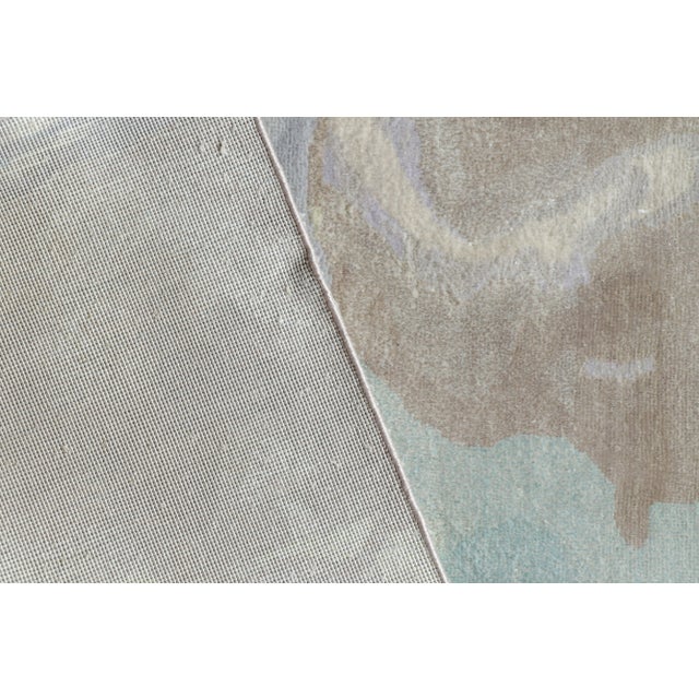 Rug & Kilim’s Abstract Style Square Rug in Beige, Blue and Yellow Wavy Patterns For Sale In New York - Image 6 of 7