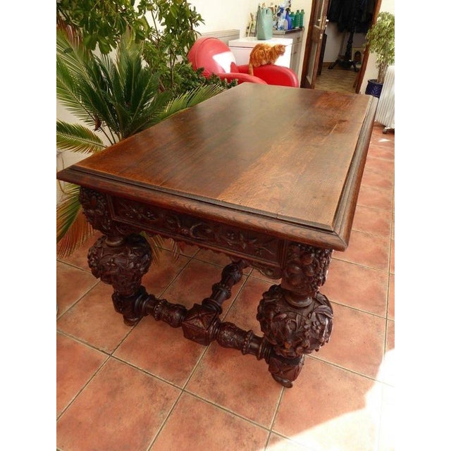 18th Century Carved Georgian Country Oak Library Table, 1780 For Sale - Image 13 of 14