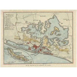Small Map of St. Anna Bay and Willemstad, 1880 For Sale