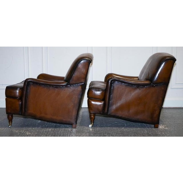 Set of Cigar Hand Dyed Leather Chairs For Sale - Image 12 of 18