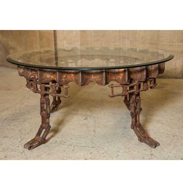 1950s Brutalist Round Gear Coffee Table | Chairish