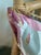 Textile 20” Custom Goose Down Floral Accent Pillow in Pink, Blush & Gold With Decorative Gold Whipstitch Trim For Sale - Image 7 of 9