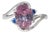 1.74Ct Bi-Color Tourmaline Estate Ring With Sapphire Accents in Solid 14k Gold, Size 6.75 For Sale