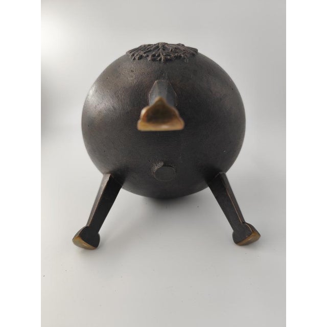 Brown Antique Bronze Cauldron with Coat of Arms on Tripod, 1890s For Sale - Image 8 of 9
