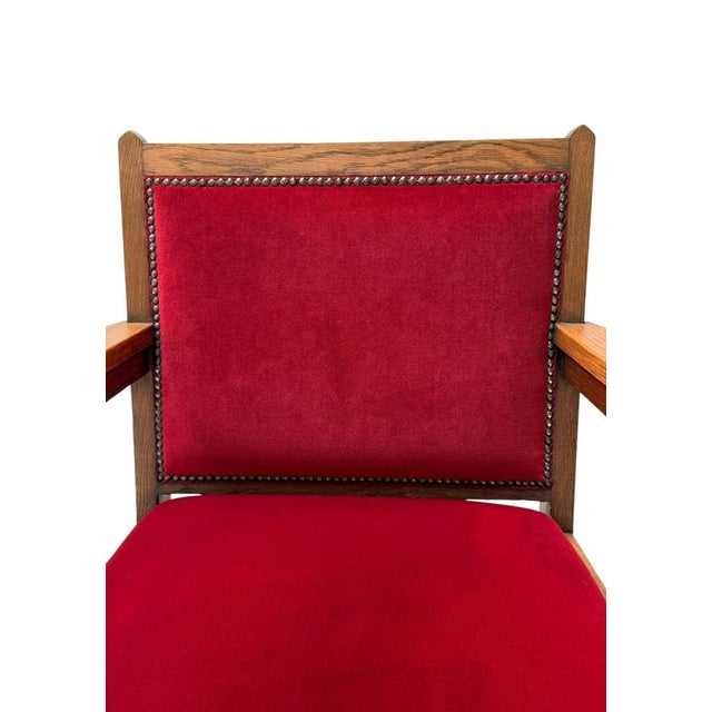 Art Deco Lounge Chairs in Oak and Velvet by Architect Schubad, 1920s, Set of 2 For Sale - Image 4 of 16