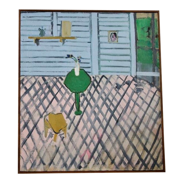 Mid 20th Century Original Oil Painting of Backyard Scene by Alan Peters For Sale