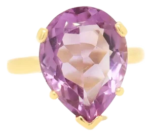 14k Gold & High Set Pear Cut Amethyst Cocktail Ring