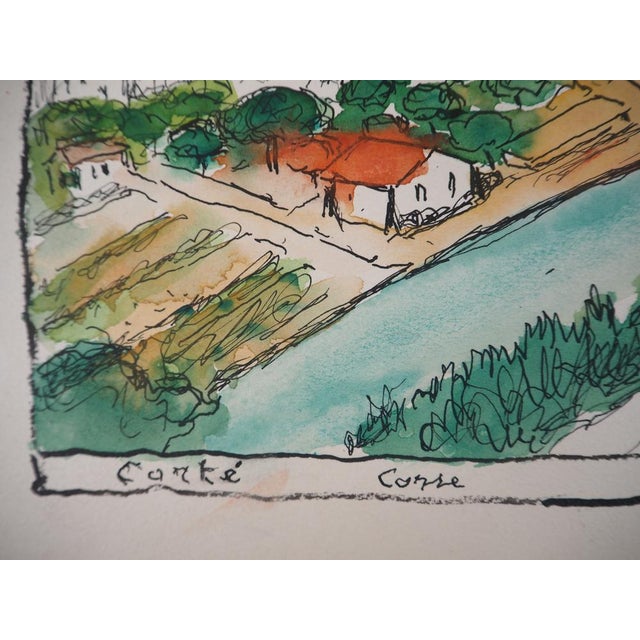 Elisée Maclet, The Village of Corté in Corsica, Watercolor, Early 20th Century For Sale - Image 5 of 8