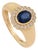 1.12ct Blue Sapphire & Diamond Bezel Chunky Ring 14k Yellow Gold Size 8 For Sale