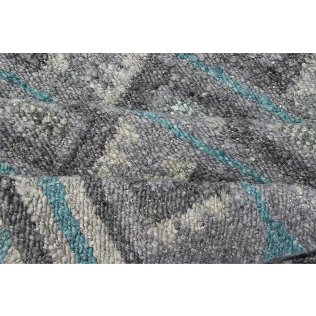 Scandinavian Flat Weave Rug With Geometric Patterns in Cool Grays 4'4 X 5'11 For Sale - Image 9 of 10