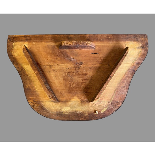 Antique Italian Carved & Gilt Decorated Marquetry Floral Inlay Top Console Hall Table For Sale - Image 10 of 11