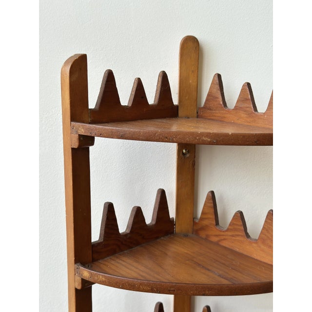 Vintage Sawtooth Edge Tiered Corner Shelf, Circa 1950s-60s For Sale - Image 9 of 14