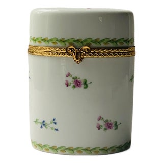 Limoges Porcelain Lidded Box With Bronze Mounts For Sale