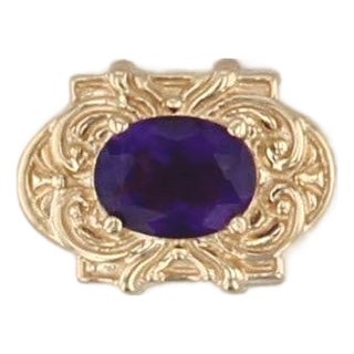 1.20ct Oval Amethyst Slide Charm 14k Yellow Gold Vintage Richard Kelin For Sale