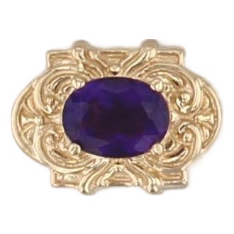 1.20ct Oval Amethyst Slide Charm 14k Yellow Gold Vintage Richard Kelin For Sale