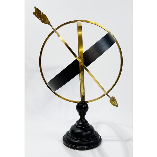 Traditional Large Vintage Brass and Black Metal Armillary For Sale - Image 3 of 8
