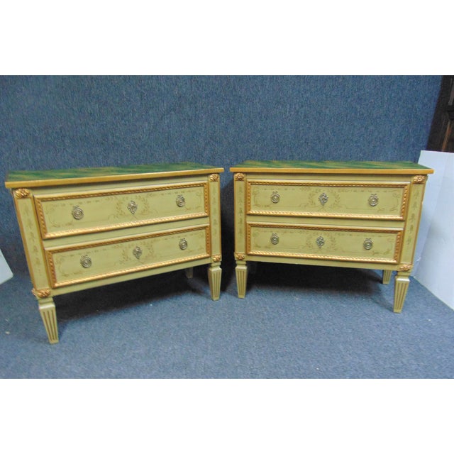 Louis XVI Style Faux Marble Paint Decorated Commodes - a Pair For Sale - Image 10 of 10