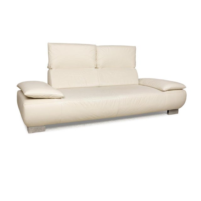 Leather Sofa Set in White Cream from Koinor Volare, Set of 2 For Sale - Image 5 of 14