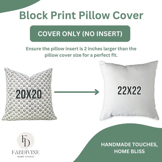 Not Yet Made - Made To Order Fabdivine Block Print Handmade Pillow Cover 26x26 Inch -Alia For Sale - Image 5 of 5