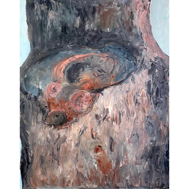 Raymonde Desabres (French, 1925-2020) - Expressionist Study of a Tree Trunk, Signed (Ca. 1980, Acrylic on Canvas) For Sale