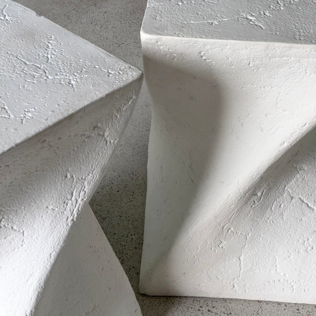 John Dickinson 1980s Postmodern Plaster Side Tables, Set of 2 For Sale - Image 4 of 9