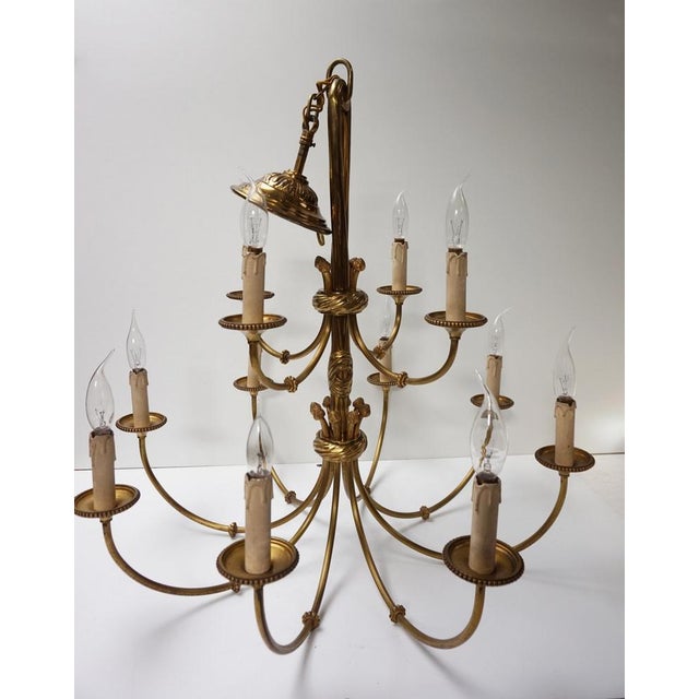 Louis XVI 12-Light Chandelier with Tassels in Gilt Bronze For Sale - Image 12 of 18