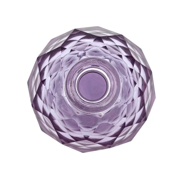 Purple Japanese Irice Cut Glass Perfume Bottle, Purple Alexandrite Tone, 4.75" For Sale - Image 8 of 13