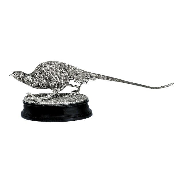 Victorian Silverplate Pheasant Mounted on Upscale Black Oval Base For Sale