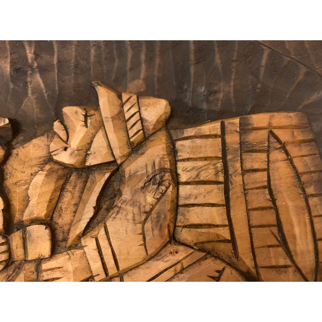 Bas-Relief in Wood on a Board, 1950s-1960s For Sale - Image 10 of 14