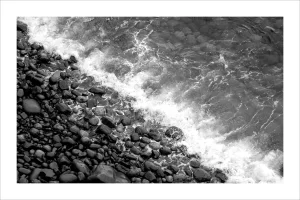 "British Pebble Beach" Contemporary Coastal Black and White Giclée Print