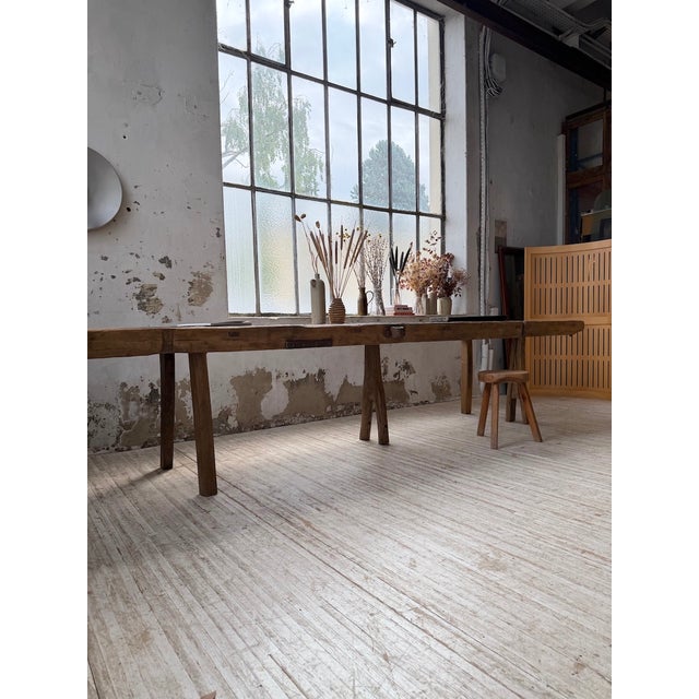 Brutalist Folk Art Table in Pine and Oak, 1950s For Sale - Image 13 of 18