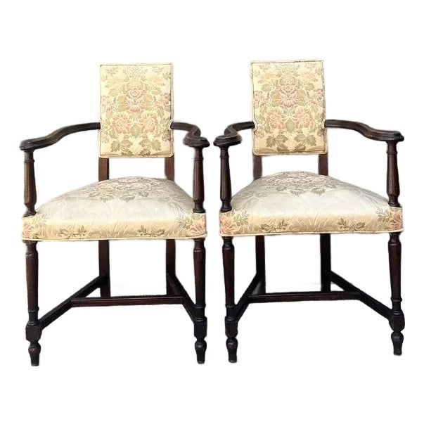Vintage 19th Century Carved Arm Chairs - A Pair For Sale