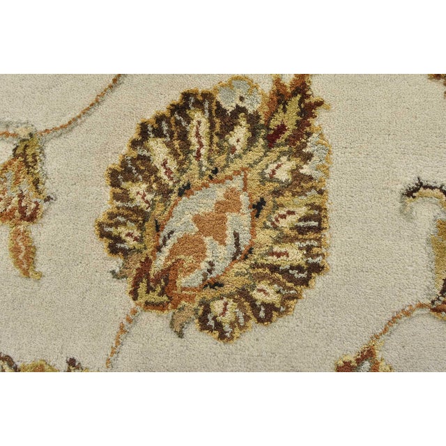 Agra Rug 6'2'' X 9'6'' Cream Wool/Silk Traditional Hand-Knotted Oriental Carpet For Sale - Image 4 of 12