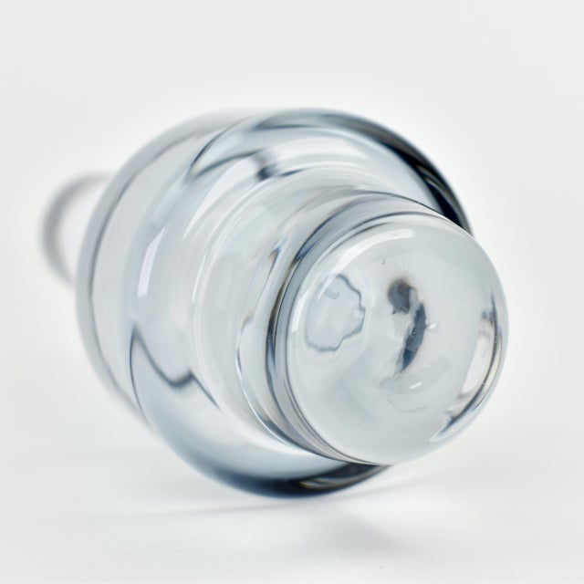 Transparent 1960s Swedish Sea Glassbruk Rocket Vase by Inge Samuelsson | Atomic Age Space Vintage Mid Century Scandinavian Modern Ice Blue Grey Sommerso For Sale - Image 8 of 8
