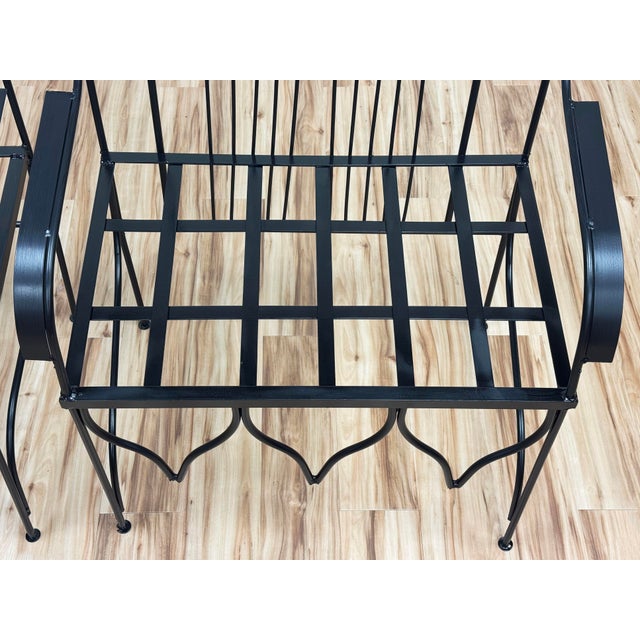 Substantial Vintage Wrought Iron Gothic Revival Cathedral Chairs, a Pair For Sale - Image 14 of 15