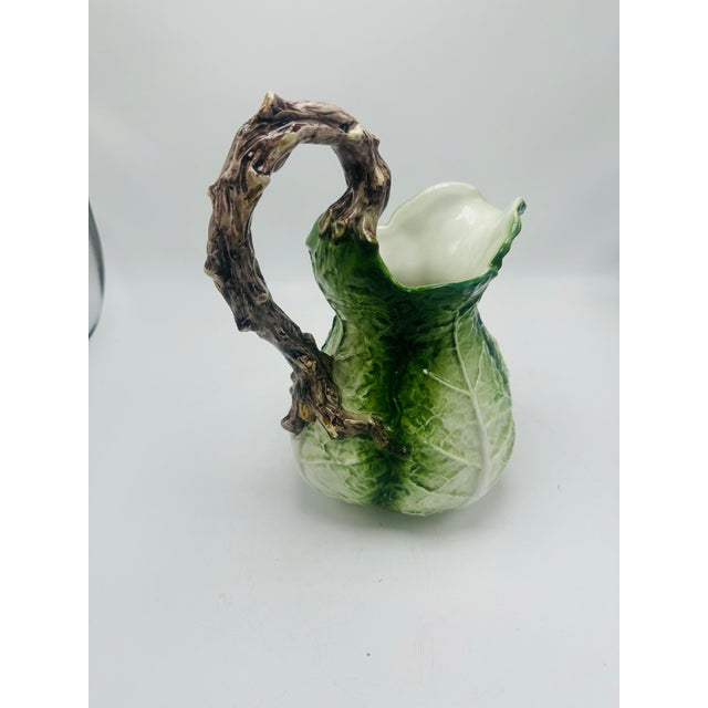 Green Lettuce Leaf and Faux Bois Handle Teapot For Sale - Image 8 of 9