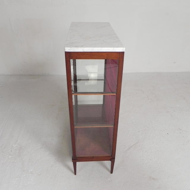 Brown Mahogany Display Cabinet with Marble Top, 1920s For Sale - Image 8 of 18
