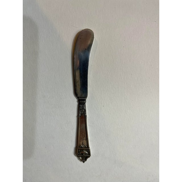Vintage Ornate Handle Small Silver Butter Knife For Sale - Image 9 of 9