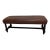 1980s Upholstered Bench With Turned Legs Leather Seat Brown Dark Wood Frame For Sale