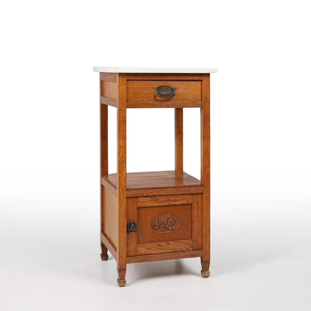 Art Deco French Night Stand with Carrara Marble Top, 1920s For Sale - Image 12 of 12