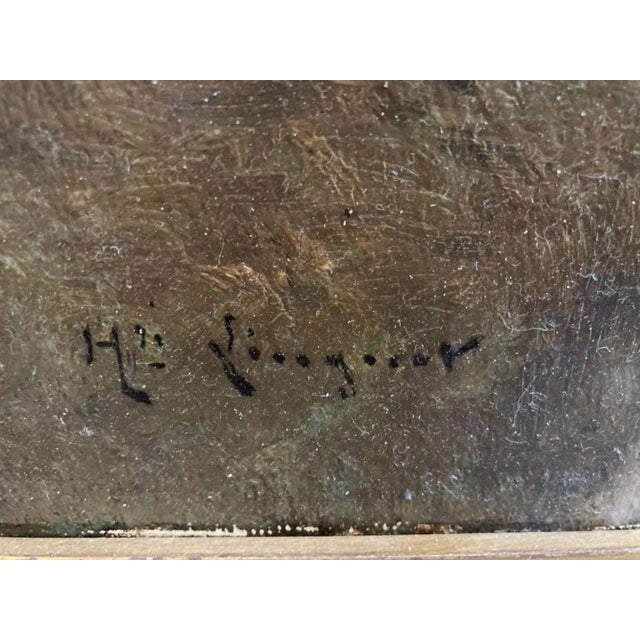 Late 19th Century "Village Lake" 19th-Century Antique Framed European Landscape Painting For Sale - Image 5 of 9