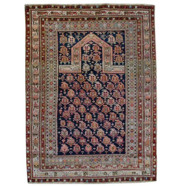 Late 19th Century Persian Shirvan Paisley Prayer Rug - 4′1″ × 5′3″ For Sale