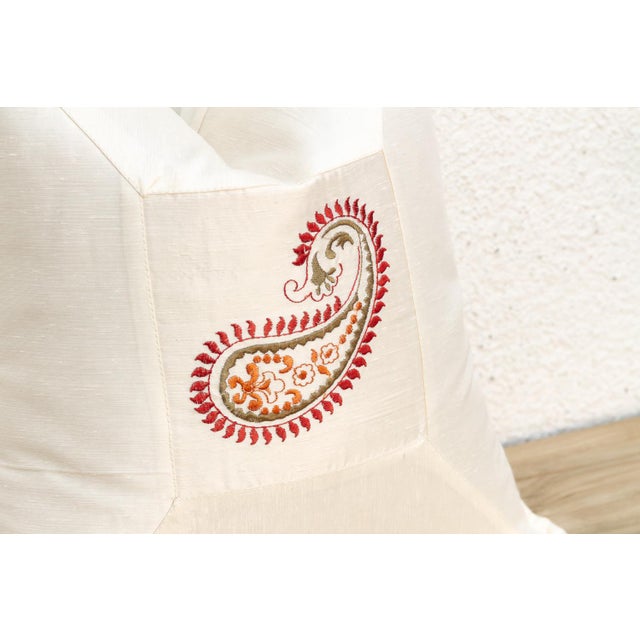 Diya Ivory Paisley Pillow Cover For Sale - Image 4 of 6